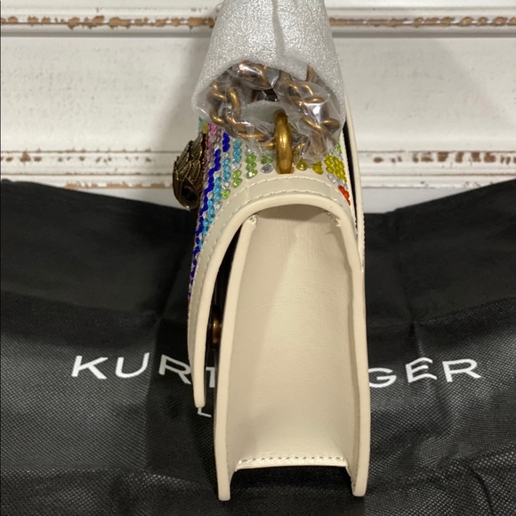 NWT KURT GEIGER Shoreditch Leather Rainbow Rhinestone Small Crossbody Bag - Picture 5 of 7